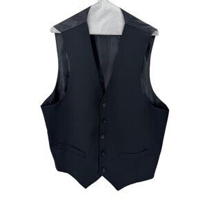 Giorgio Fiorelli Mens Black 2BT Vent No Pleat Vest Size 46 Polyester/Viscose